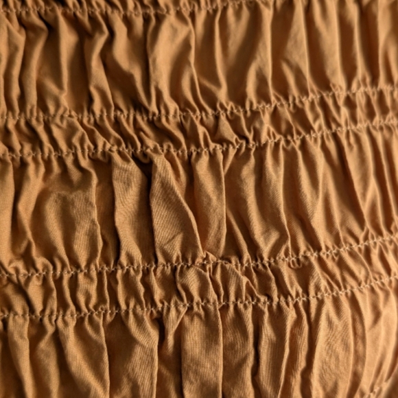 Anthropologie Moon River Caramel Smocked Midi Dress Puff Sleeve M - Picture 12 of 15